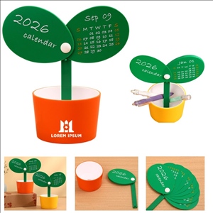 2026 ABS Sprout-Shaped Desk Calendar With Storage Pot